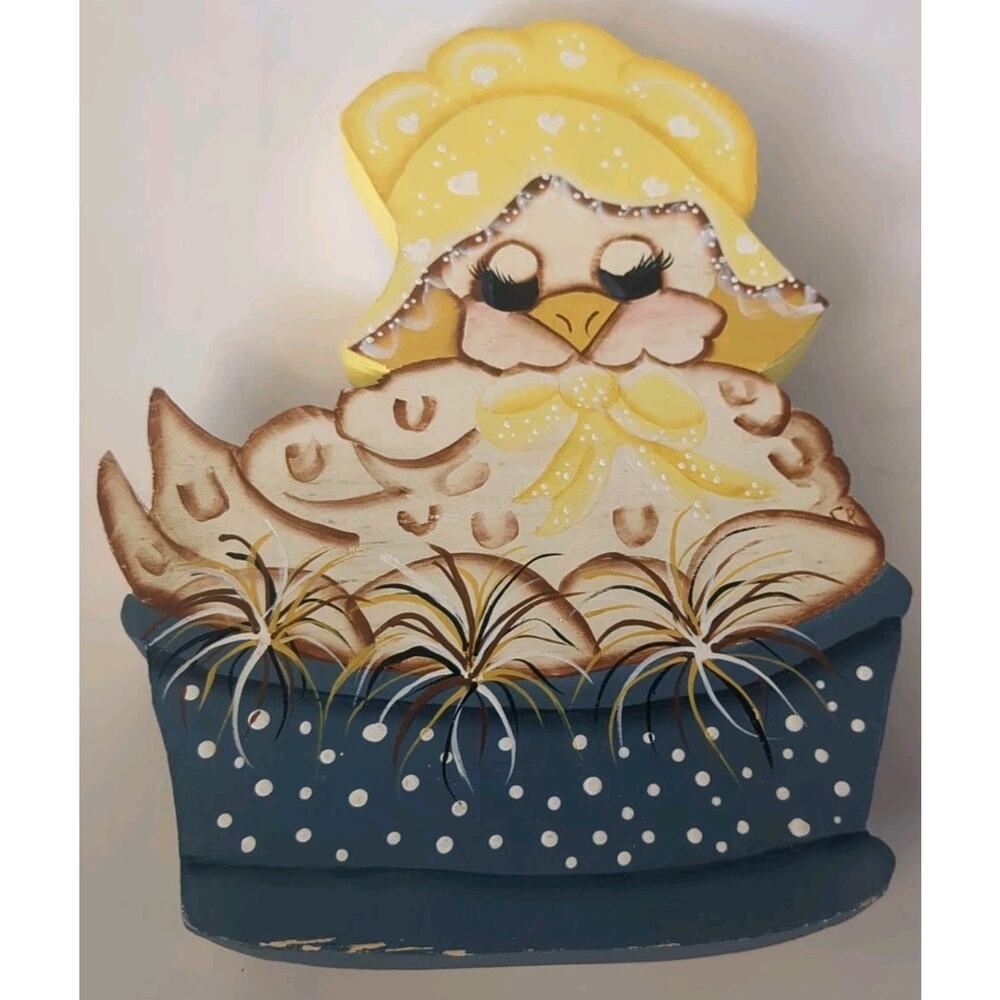 Wooden Hand Painted Chicken Vintage